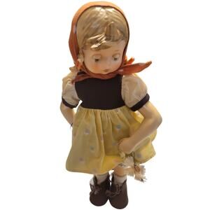 60s Vintage Goebel Doll with Porcelain head, arms and legs scarf socks shoes